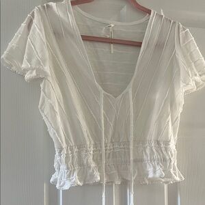 Chic White V-Neck Women's Blouse
